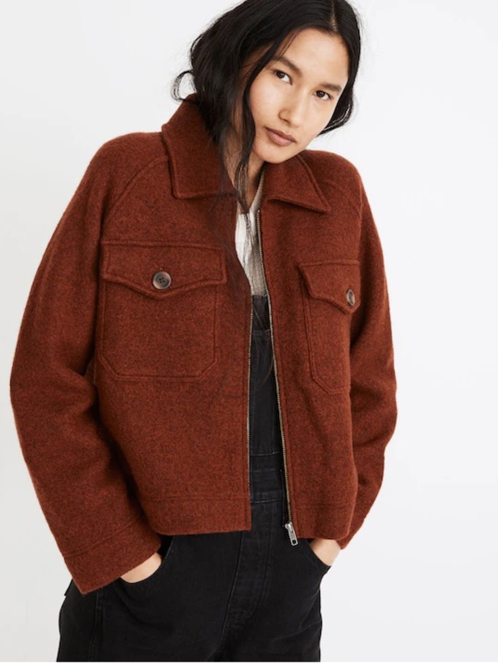 Madewell Johnsville Sweater Jacket in Heather Brick Size XL